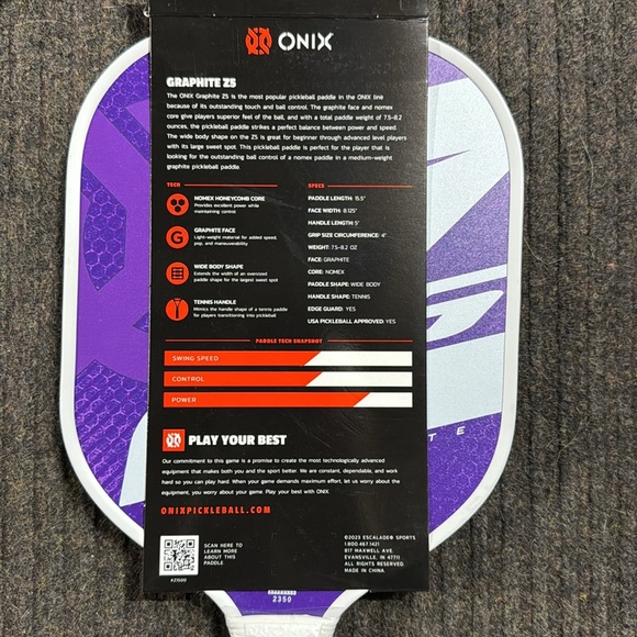 Onix Graphite Z5 Purple Pickleball Paddle - Brand New! - Picture 2 of 2